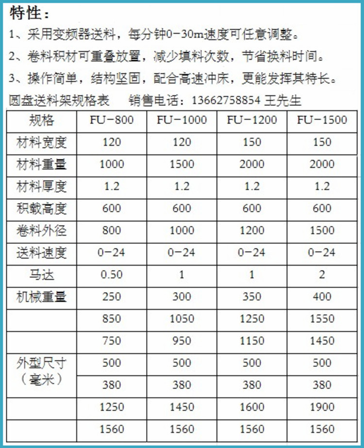 電子圓盤送料機規格表